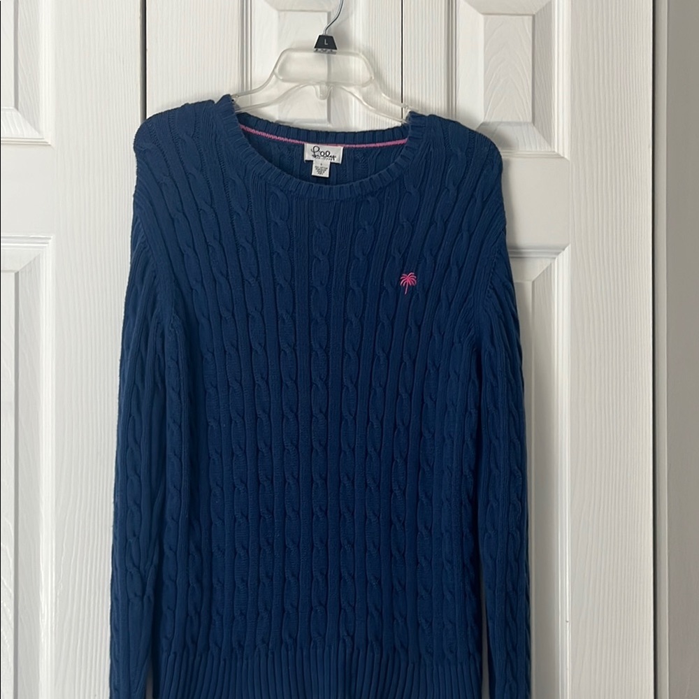 Lilly Pulitzer Women's Blue Cable Knit Sweater